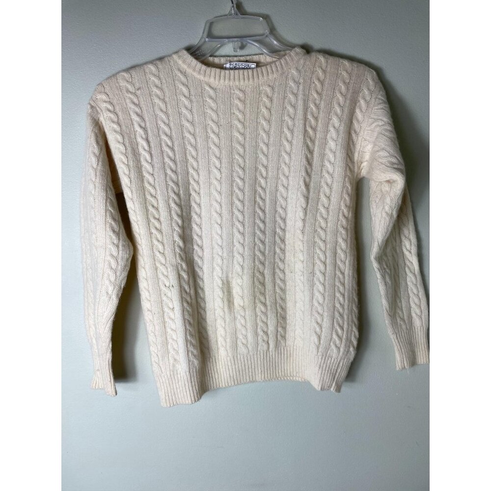 Bergdorf Goodman 100% Pure Cashmere Ivory Cable Knit Sweater Small - Picture 1 of 8